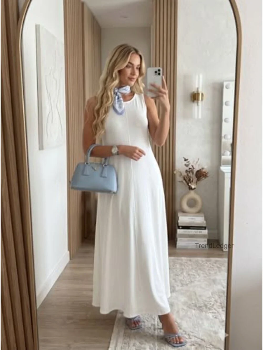 Casual Sleeveless Maxi Sundress with Pockets, Loose Fit, Crewneck